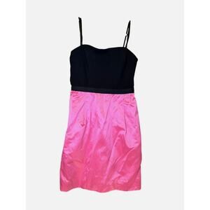 Y2K Black & Hot Pink Satin Mini Dress Size 8